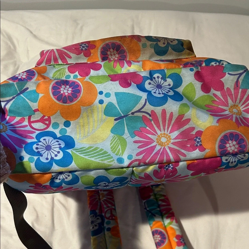 L.L. Bean Multicolor Floral Kids Backpack - Pink, Blue, Orange, Green